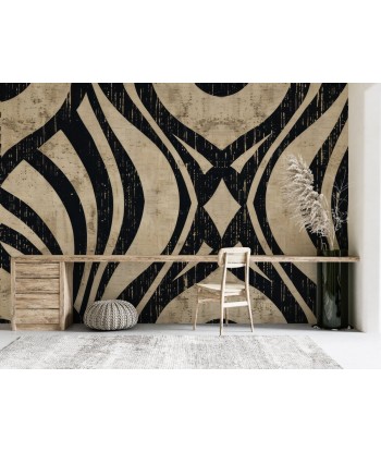 Art Déco Chic : Papier Peint Motif Géométrique Noir et Beige 2 - 3 jours ouvrés.