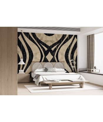 Art Déco Chic : Papier Peint Motif Géométrique Noir et Beige 2 - 3 jours ouvrés.