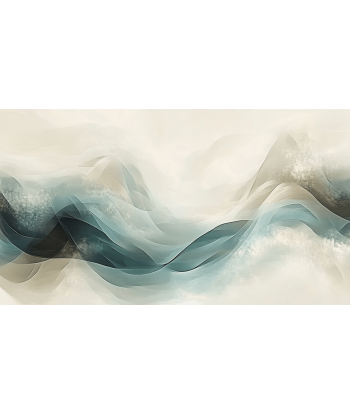 Abstraction Océane : Papier Peint Vagues en Aquarelle france