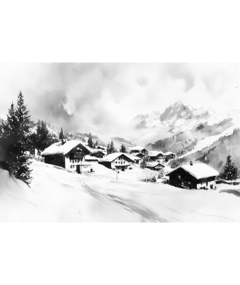 Reflets d'Hiver : Papier Peint Panoramique Courchevel en Aquarelle Jusqu'à 80% De Réduction