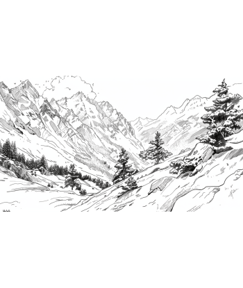 Poésie des Hauteurs - Illustration Alpine en Noir et Blanc prix