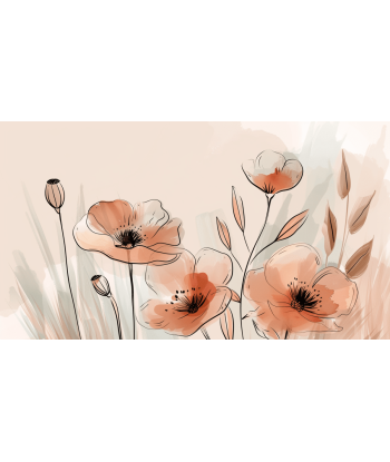 Jardin de Coquelicots – Panoramique aux Tons Pastels offre 