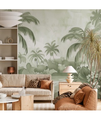 Rêve de Jungle – Panorama Mural en Vert Pastel suggérées chez