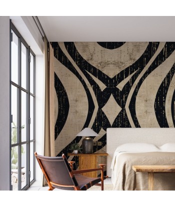 Art Déco Chic : Papier Peint Motif Géométrique Noir et Beige français