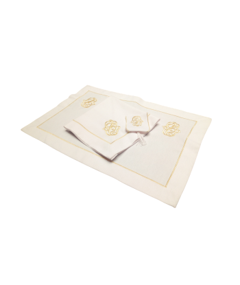 SET DE TABLE & SERVIETTE MAIN DE FATIMA 40X60 & ROND DE SERVIETTE brillant des détails fins