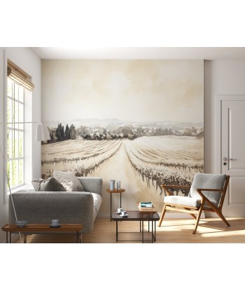 Paysage de Vignoble - Aquarelle Panoramique en Teintes Beiges store