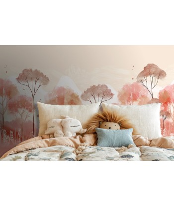 Tendre Nature - Papier Peint Arbres Stylisés en Tons Pastel basket pas cher