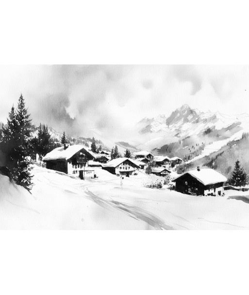 Reflets d'Hiver : Papier Peint Panoramique Courchevel en Aquarelle une grave pollution 