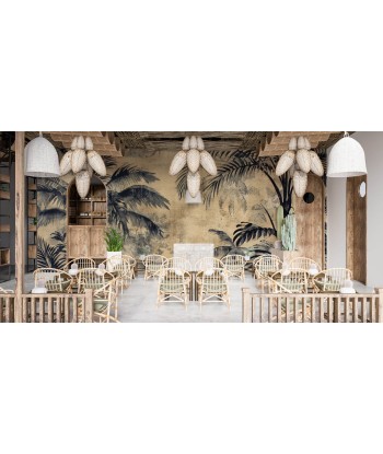 Eden Monochrome - Papier Peint Panoramique Tropical vintage votre restaurant rapide dans 