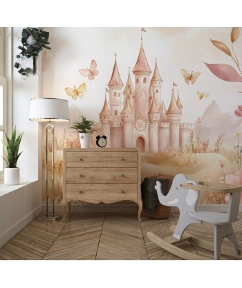 Château Pastel et Nature Florale - Papier Peint Panoramique Enfant l'achat 